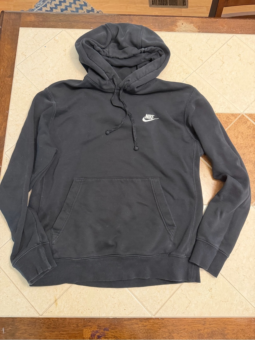 Nike Black Hoodie with White Swoosh Chest Logo
